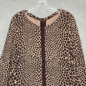Soft Surroundings Tunic‎ Top Brown Animal Print 3/4 Sleeve Casual Boho Everyday